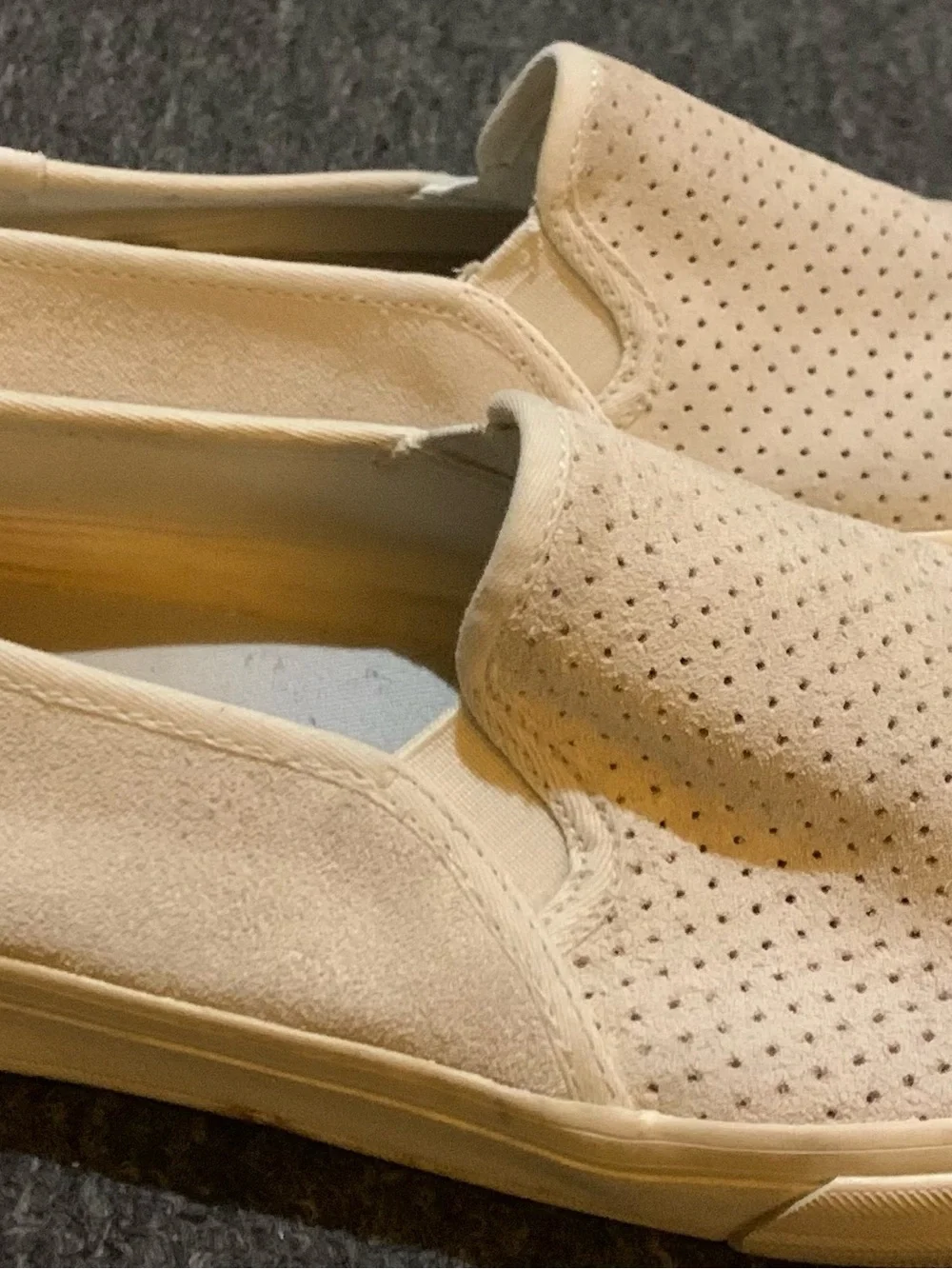 Keds Women's Double Decker Perforated Suede Slip-On Sneakers Cream Color Sz. 11